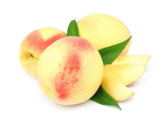peaches with leaves