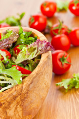 Mixed lettuce salad and tomatoes