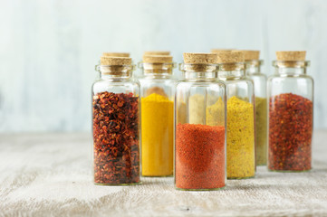 Spices in bottles