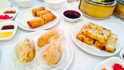 Dim Sum dishes on the table