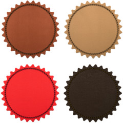 Set from four leather stripes isolated on white