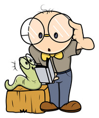 Bookworm with Kid - Vector Illustrations