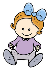 Cute Little Baby Girl - Vector Illustrations