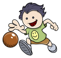 Kid Playing Ball - Vector Illustrations