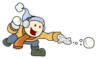 Kid Playing with Snow - Vector Illustrations