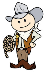 Cowboy Kid - Vector Cartoon Illustration