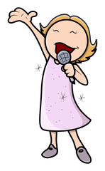 Little Girl Singing - Vector Cartoon Illustration