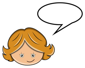 Obraz premium Cartoon Girl with Speech Bubble - Vector Cartoon Illustration