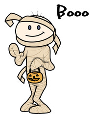 Kid - Halloween - Mummy Dress - Vector Cartoon Illustration