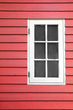 White Wood Window And Pink Wall