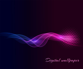 Shiny color waves over dark vector backgrounds