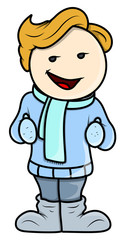 Cool Kid in Winter Cloths - Vector Cartoon Illustration