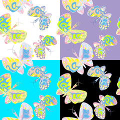 Color Butterfly seamless pattern