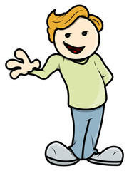 Stylish Teenage Kid Saying Hi - Vector Cartoon Illustration