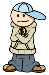 Rapper Teen Boy - Vector Cartoon Illustration