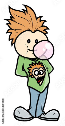 Download "Stylish Boy Blowing Bubble Gum - Vector Cartoon ...