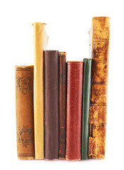 Stack of old books isolated