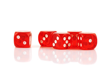 Red playing dices isolated