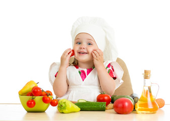 Chef kid preparing healthy food