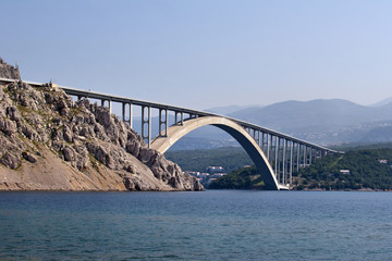 Bigger arch of bridge Krk, view from water level
