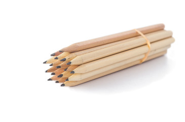 natural wooden pencils on white background