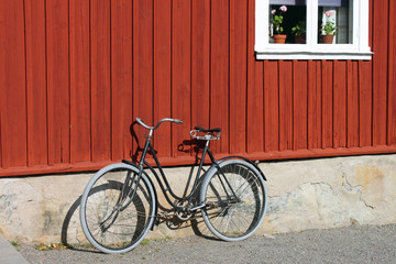 Traditional Scandinavian House & Bicycle