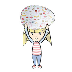 Girl holding an easter egg with cute designs