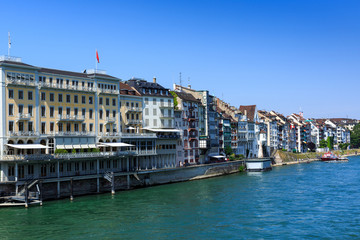 Houses on the Rhine in Basel, Switzerland