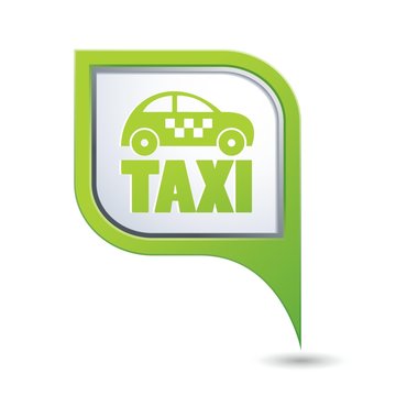 Map pointer with taxi icon