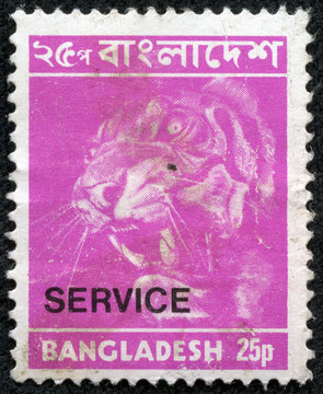stamps printed in Bangladesh, shows a tiger