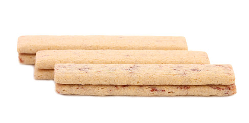 Sticks of biscuit with filling.