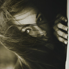 Sadness. Monochrome female portrait