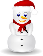 Schneemann mit Weihnachtsmannmütze