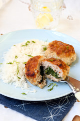 Meatballs stuffed with spinach