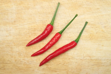 red chili on wood board