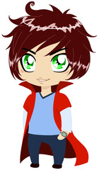 Guy In Blue Clothes Wearing Red Cape