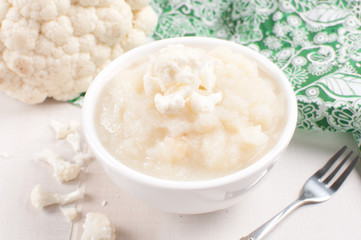 Cauliflower puree in bowl