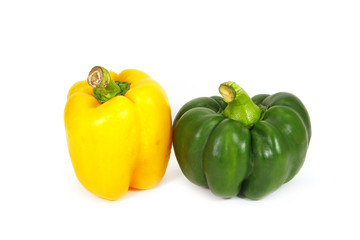 yellow and green sweet pepper isolated on white background