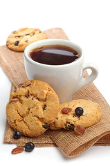 Cup of coffee and sweet cookies