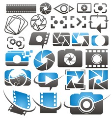Set of vector photography and video icons, symbols and signs