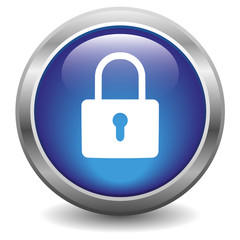 Icône bouton cadenas sécurité bleu