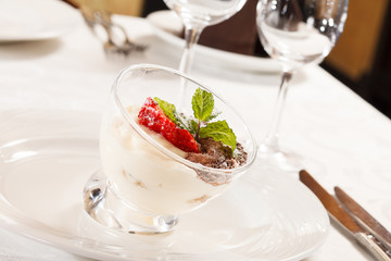 Tiramisu with strawberry