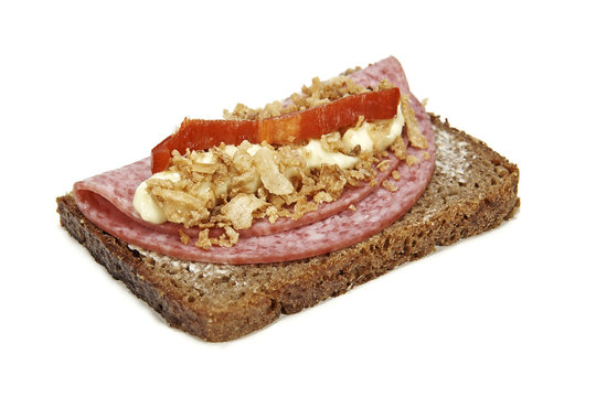 Danish Smørrebrød with salami