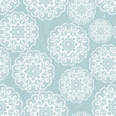 Beautiful blue seamless lace background vector