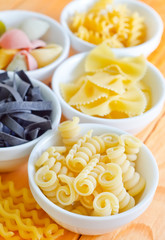 Raw pasta, different kaind from color pasta