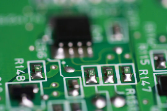 closeup of a computer circuit board
