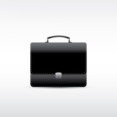 Black leather briefcase. Vector EPS10