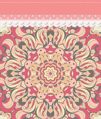 Beautiful pink arabesque lace pattern background vector