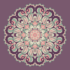 Beautiful purple arabesque lace pattern background vector