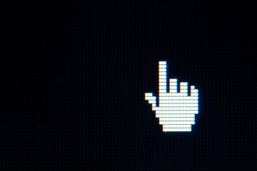 hand cursor on computer black screen - 54608665